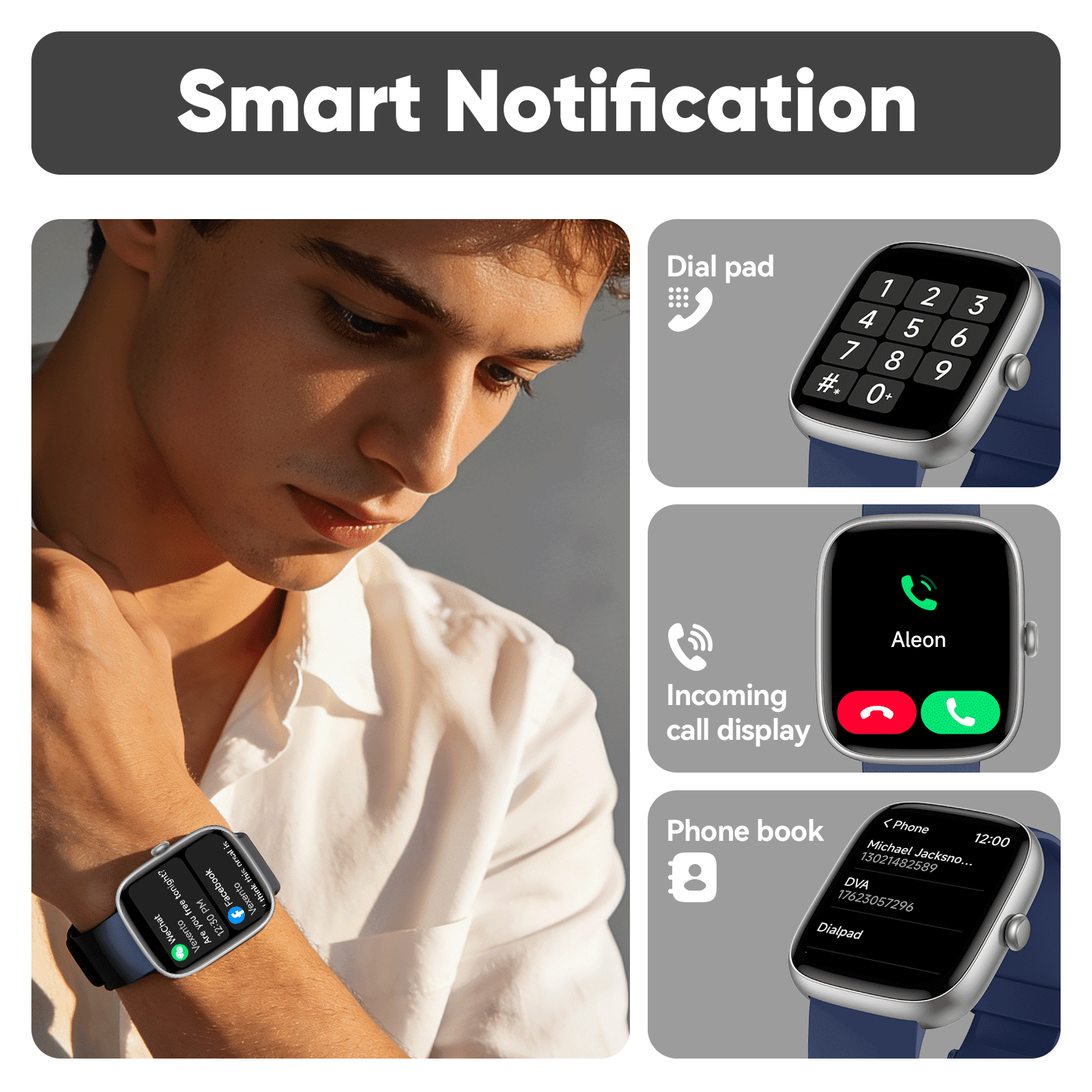 Smart Watches for Men Women (Answer/Make Calls), 1.83" Touchscreen Fitness Watch with 110+ Sport Modes, Fitness Tracker, IP68 Waterproof Smartwatch for Android Ios Blue