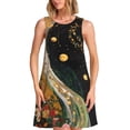 thumbnail image 1 of Easygdp Abstract Gold Floral Galaxy para Vestido Transpirable de Mujer, Vestido Suelto de Manga Corta con Pliegues y Bolsillos para el Verano, 1 of 7