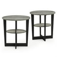 Furinno JAYA Oval End Table, Set of Two, French Oak Grey/Black