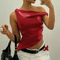 thumbnail image 2 of Women's Off Shoulder Faux Leather Tank Top - Sleeveless, Asymmetrical, Side Ruched, Slim Fit, Perfect for Night Out, 2 of 4