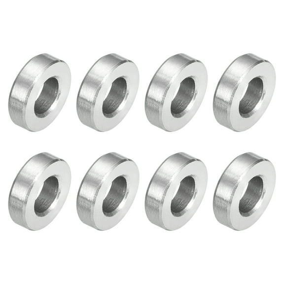 8Pcs 304 Stainless Steel Spacer 1/2" OD x 1/4" ID x 1/8" Length(12x6x3mm) Screw Standoff Bushing Plain Finish Unthreaded Round Metal Spacer for M3 Screws Bolts and Rods, Silver