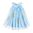 thumbnail image 1 of Robes Décontractées pour Bébés Filles Été en Maille Broderie Florale Col Rond Sans Manches Fête Danse Fête Robe d'Été, Bleu, 3-6 Mois, 1 of 9