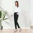 thumbnail image 3 of Women Pants Elastic High Waist Solid Color Slim Fit Trousers with Pockets Casual Commuting Style Office Lady Pants, 3 of 8