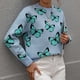 thumbnail image 1 of Pntutb Moda Mujer Mangas Largas Cuello Redondo Estampado De Mariposa Tops Sueltos Blusa Suéter De Punto Pntutb Pntutb-2477, 1 of 6
