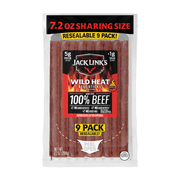 Jack Link's 100% Beef Wild Heat Sticks 7.2oz 9 Count Package