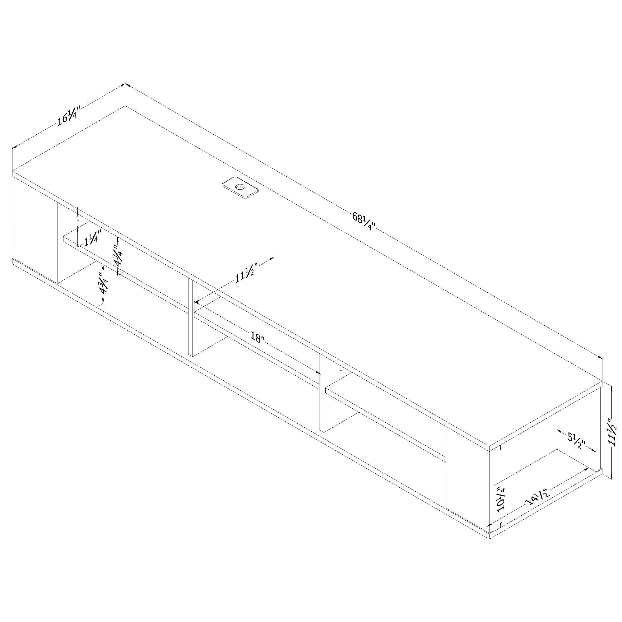 South Shore City Life 66" Wall Mounted TV Stand, Multiple Finishes