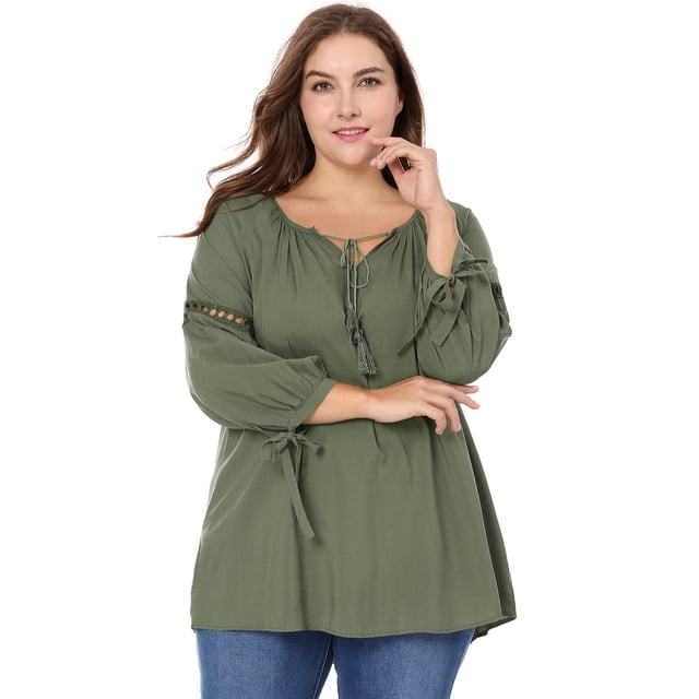 BluTop Cuello Redondo Mangas Raglán TalExtPaMujer Verde 4XL