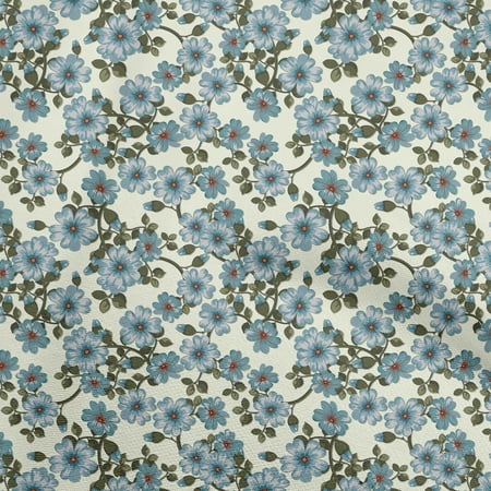 oneOone Viscose Chiffon Dark Dusty Blue Fabric Floral Sewing Fabric By The Yard Printed Diy Clothing Sewing Supplies 42 Inch Wide