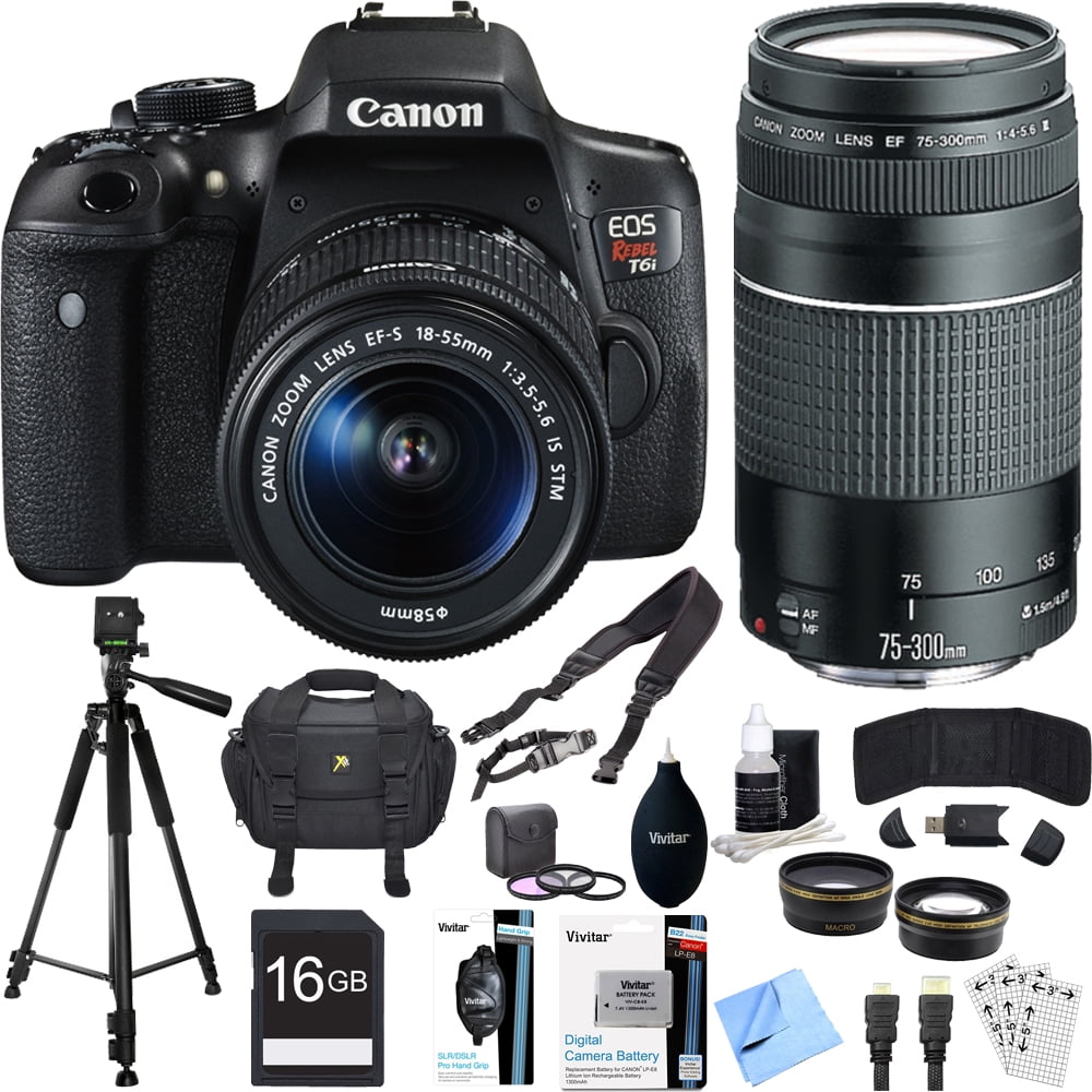 Canon EOS Rebel T6i Digital SLR Camera Kit with EFS 1855mm and 75