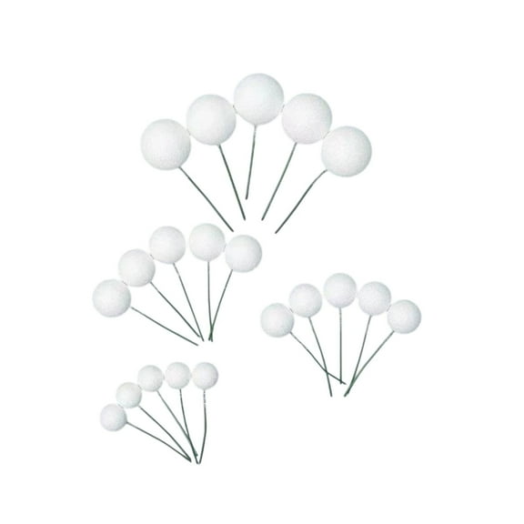 White Sparkle Cake Decor Balls 20-Count Assorted Size Foam Toppers Set for Wedding Birthday Dessert Baking Party Supplies