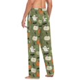 thumbnail image 6 of Men's Sleep Pants Lightweight Pjs Sleepwear Comfortable Lounge Pants Bottom Pants with Pocket Pale Green Pumpkins and Ghosts, 6 of 7