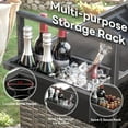thumbnail image 3 of Outdoor Bar Cart with Storage Cabinet, Patio Bar Table with Tempered Glass Tabletop, Outdoor Serving Grill Cart with Rolling Wheels, Rattan Bar Cart for Patio, Backyard, Grey Wicker, 3 of 7
