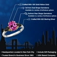 thumbnail image 2 of Gem Stone King 925 Silver and 10K Yellow Gold Pink Created Sapphire and Black Onyx Engagement Ring for Women | 1.76 Cttw | Oval 9X7MM | Gemstone September Birthstone | Size 5, 2 of 6