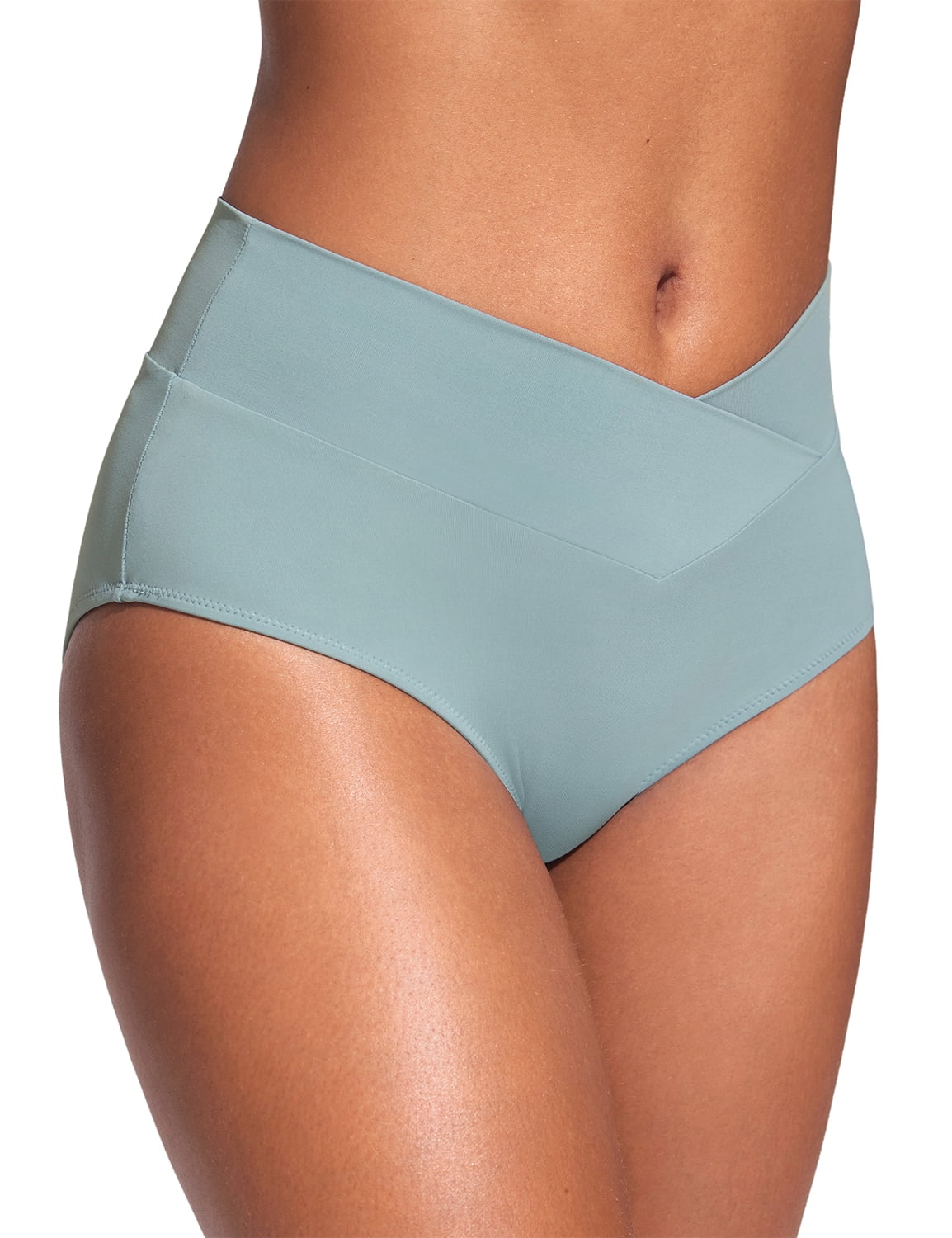 CRZ YOGA High Waisted V Cut Bikini Bottom for Women Cross Front Bathing Swimsuit Swim Briefs