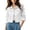 White, variant on cocolona Cropped Denim Jacket for Women Button Down Long Sleeve Collared Jean Jacket Solid Color Fall Tops with Pockets