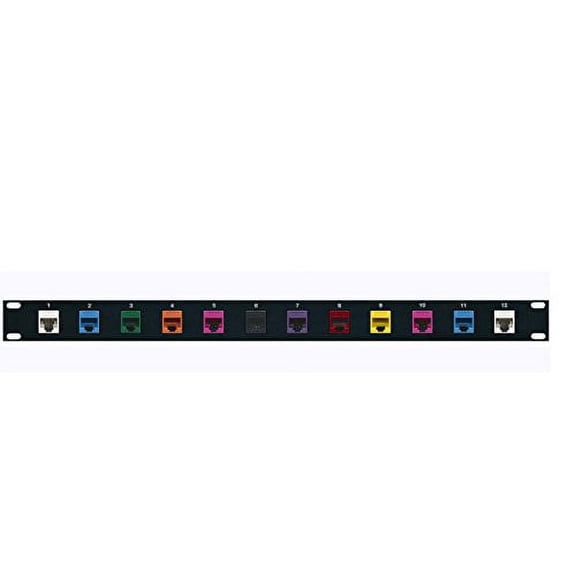RiteAV Cat5e Ethernet Mixed Colors 12 Port Patch Panel