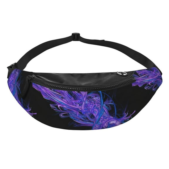 Women Men Black Purple Abstract Crossbody Fanny Waist Bag Pack Belt Bag for Travel Hiking