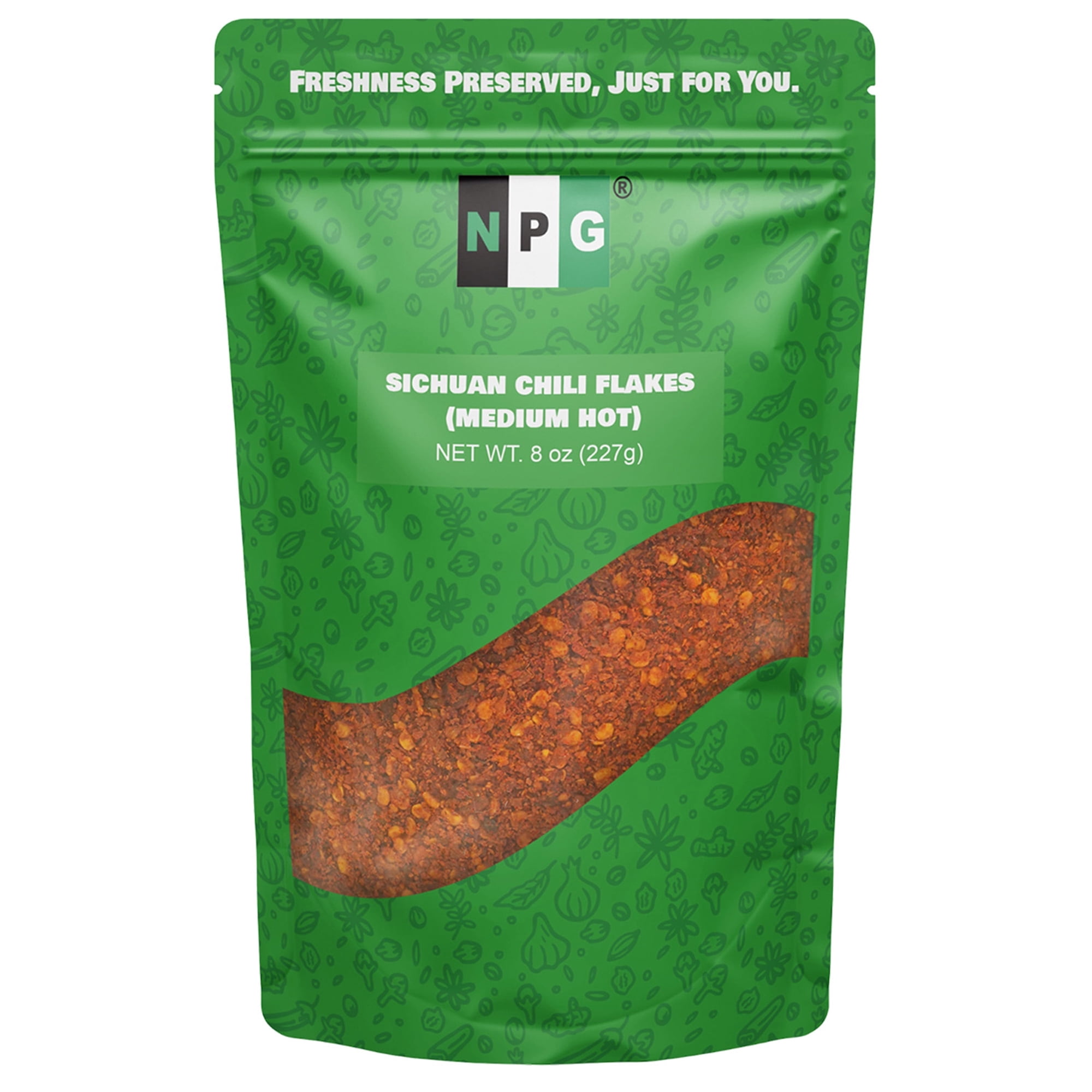 NPG Authentic Sichuan Chili Flakes 8 Ounces, Medium Hot, Szechuan Crushed Red Pepper Flakes Bulk, Essential Spice Seasoning for Making Kimchi, Chili Oil, Stir-fry, Pizza, Salads
