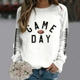thumbnail image 4 of Women Football Sweatshirt Cute Funny Game Day Graphic Long Sleeve Crew Neck Tops 2025 Fall Trendy Relaxed Fit Blouses Z002-White M, 4 of 5