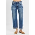 thumbnail image 3 of Risen Jeans - High Rise Ankle Barrel Jeans with Turn-Up Cuffed Hem (26" Inseam) - PG21003, 3 of 10
