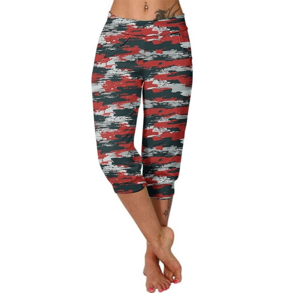 Capri Pants for Women Camo Print Casual Drawstring Elastic Waist Loose Fit Yoga Sweatpants with Pockets Activewear