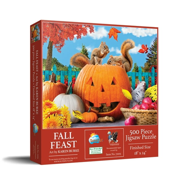 SUNSOUT INC - Fall Feast - 500 pc Jigsaw Puzzle by Artist: Karen Burke - Finished Size 18" x 24" Halloween - MPN# 72013