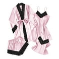 thumbnail image 2 of Censtreet 4PCs Womens Satin Silky Pajama Set Top and Long Pants Loungewear Camisole Top and Shorts Sleepwear, 2 of 7