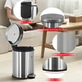 thumbnail image 2 of NiamVelo 6L/1.6Gallon Trash Can Mini Metal Step Trash Can with Lid Stainless Steel Garbage Can for Bathroom, Office, Kitchen,Silver（1 Pack）, 2 of 10