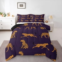 Castle Fairy Boys Girls Leopard Animal Twin Comforter Sets,Wildlife Cheetah Bedding Set