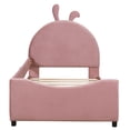 thumbnail image 3 of JERFIT Twin Size Upholstered Daybed with Rabbit Ear Shaped Headboard Pink, 3 of 8
