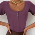 thumbnail image 2 of Gibobby Blusas Holgada Camisas con botones Camiseta ajustada para mujer Sexy Slim Cut Tops Low Tight Tee Camisetas para mujer（Morado， L), 2 of 4