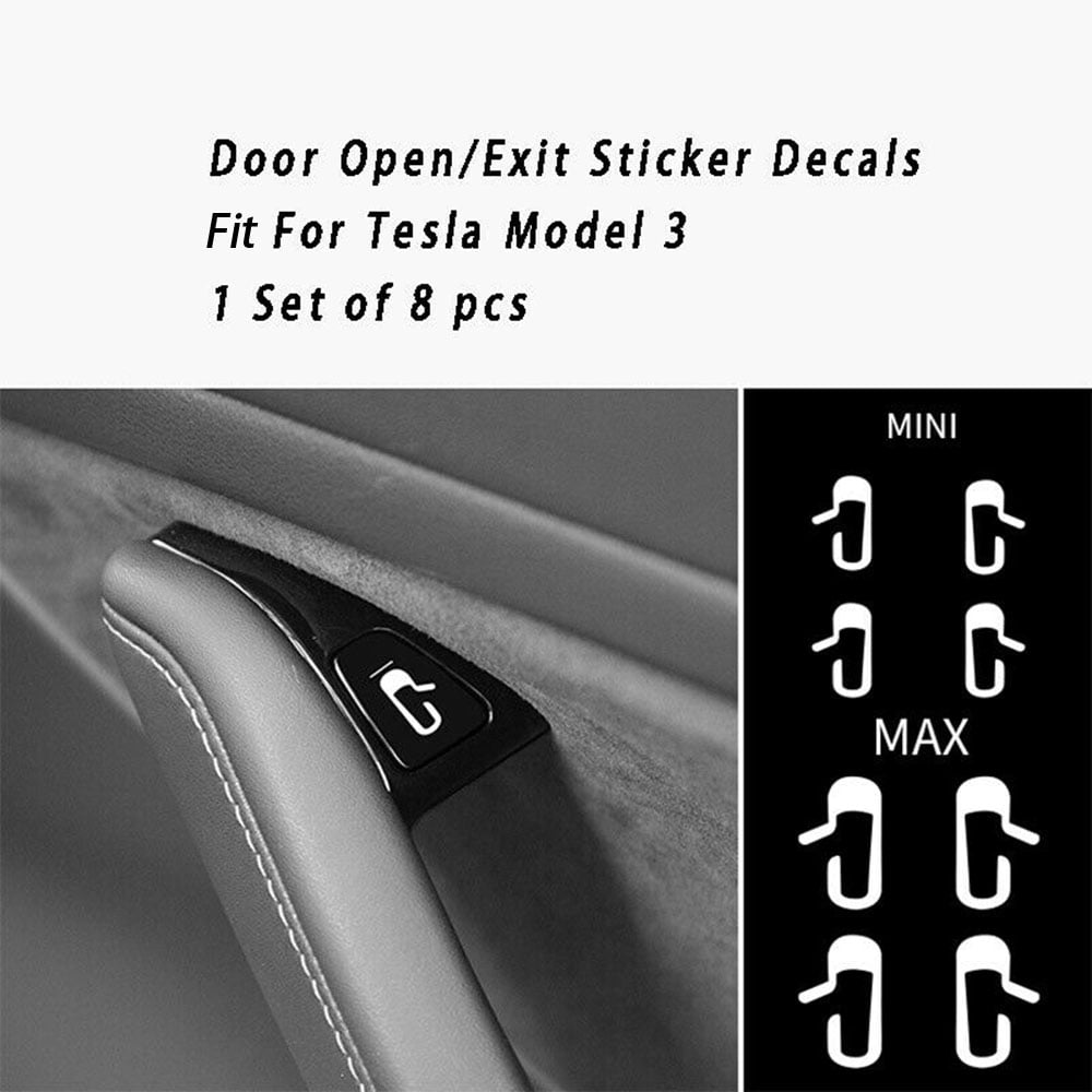 Fits Tesla Model 3 Door Open Exit Sticker Decal Interior Open Button Reminder