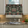 thumbnail image 2 of Yayeee Kitchen Curtains Tier Pair Light Filtering 27"x36" Rod Pocket Short Cafe Window Panel, Green Christmas Holly, 2 of 7