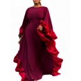 thumbnail image 6 of Red Long Evening Gown With Dramatic Ruffle Cape Sleeve For Special Occasions, 6 of 7