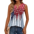 thumbnail image 4 of 4th Of July Outfits for Women Usa Flag Print Scoop Neck Botton Down Sleeveless Tunics Patriotic Comfy Summer Casual Wear Shirts,S,#01 Sky Blue, 4 of 5