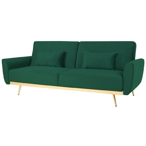 Sofá Cama Reclinable Para 3 Personas Poliéster Tipo Terciopelo Kingshouse verde 5