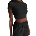 thumbnail image 2 of ITFABS 2 Pcs Female Shorts Set, Short Sleeve Tops + High Waist Shorts Suits, 2 of 3