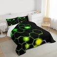 thumbnail image 3 of Homewish Geometric Honeycomb Full Size Comforter Sets 3-Piece for Teens Boys Girls,Abstract Gradient Hexagon Bedding Comforter Set,Green Yellow Lightweight Bedding Sets,Lightweight Room Decor, 3 of 8