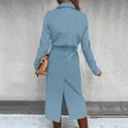 thumbnail image 6 of Juebong Women's Elegant Trench Jacket 2025 Wool Blend Pea Coat with Belt Notched Lapel Mid-Long Jackets Winter Warm Overcoat Light Blue,XL, 6 of 8