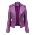 thumbnail image 3 of Leather Jackets for Women Zpanxa Women Faux Leather Moto Biker Short Coat Jacket, Plus Size Short Lightweight Motorcycle Biker Jacket, Fitted Slim Jackets Coat Purple L, 3 of 4