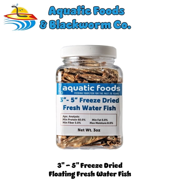 3"- 5" Fresh Water Freeze Dried Fish for Piranha, Large Fish, Turtles, Cats, Sugar Glider, Marmosets, Chinchillas, Squirrels, Hamsters…3oz Small Jar