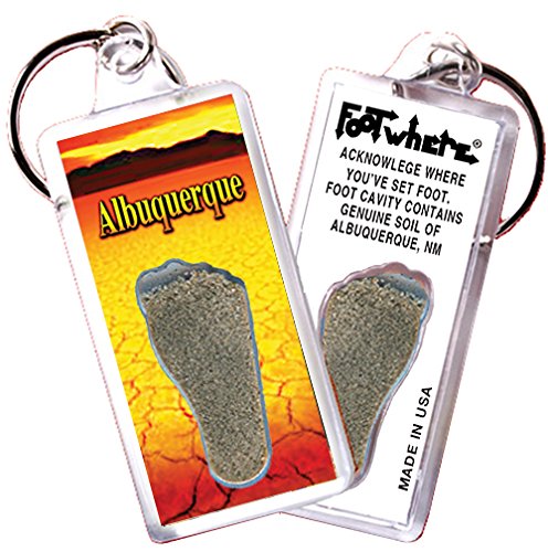 Albuquerque FootWhere Souvenir Keychains. (AQ100 - Assorted) 6 Piece Set.