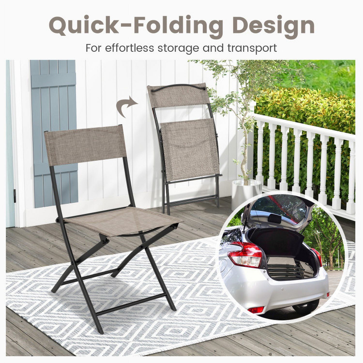 Aimee Lii Patio Folding Chairs Set of 4 Lightweight Camping Chairs with Breathable Seat, Outdoor Patio Set, Brown Aimee Lii Patio Folding Chairs Set of 4 Lightweight Camping Chairs with Breathable Seat, Outdoor Patio Set, Brown