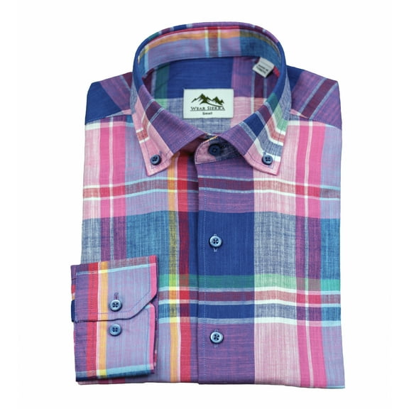 Wear Sierra Top Shelf Cotton Long Sleeve Button Down Shirts in Pink Plaid