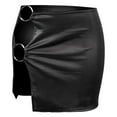 thumbnail image 5 of Leather Pencil Skirt for Women Leather Side Slit Bodycon Mini Skirt Clubwear, 5 of 7