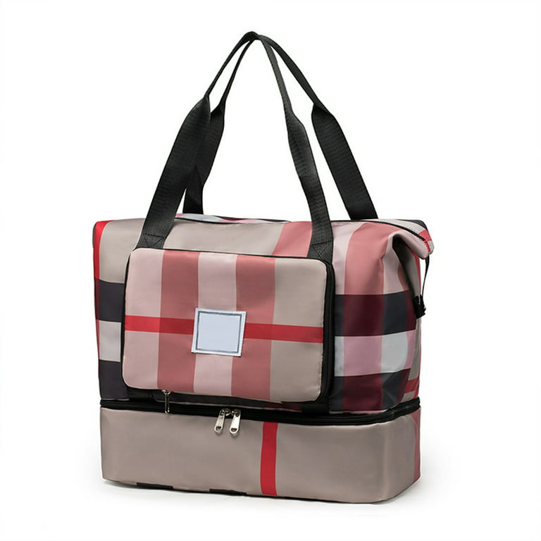 Travel Tote with Luggage Sleeve Color Blocks Patterns Large