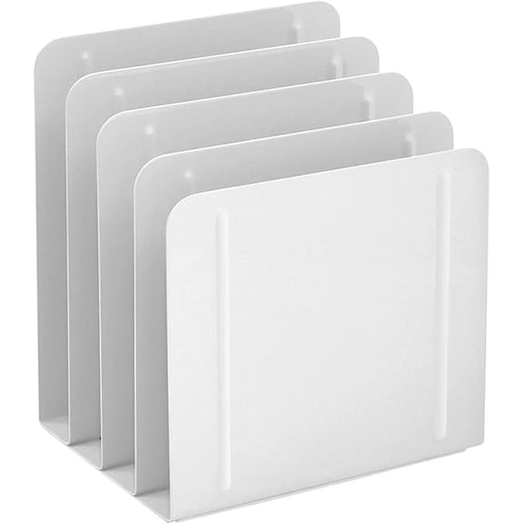 Acrimet 4-Section Vertical Metal File Sorter, Desktop File Organizer for Papers, Folders & Documents, Space-Saving Office Organizer, White