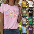 thumbnail image 5 of mgoYE Women T-Shirts Loose Fit Easter Shirts for Women Happy Bunny Eggs Plaid Printed T-Shirt Short Sleeve Graphic Tee Tops(Pink,2XL), 5 of 9