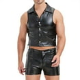 thumbnail image 2 of Delliss Men's 2 Piece Set Button V Neck Vest Matching Tight Shorts, 2 of 9