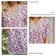 thumbnail image 5 of Blusa de gasa con flores rojas y escote en V de encaje para mujer, manga corta, fondo blanco, detalle de guipur, para citas, 5 of 6
